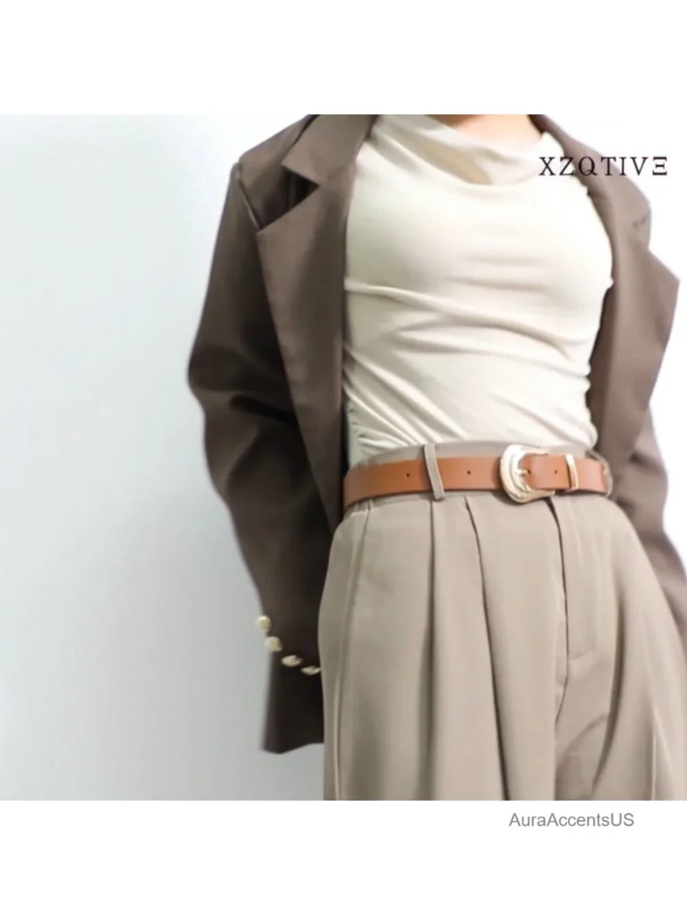 Women's Western Leather Belt Faux Leather Cowgirl Belt Gold Buckle Rodeo Belt